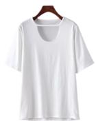 Shein Beige Round Neck Cut Out Casual T-shirt