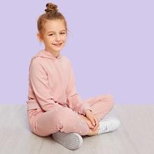 Shein Girls Pearl Beading Hoodie Top & Pants Set
