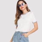 Shein Letter Embroidered Rib Knit Tee