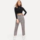 Shein Tartan Plaid Straight Leg Pants