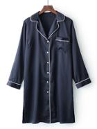 Shein Contrast Binding Split Side Satin Pajama Dress