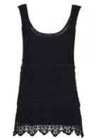Rosewe Chic Scoop Sleeve Open Back Lace Vest Black
