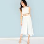 Shein Keyhole Back Tassel Crop Top & Pants Co-ord