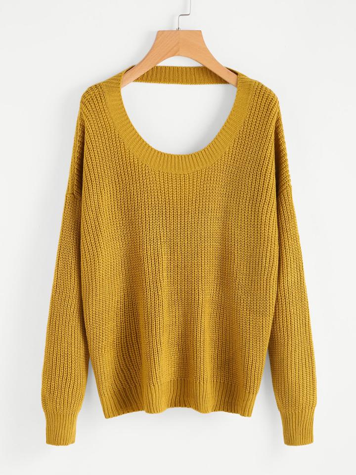 Shein Twist Open Back Sweater