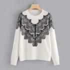 Shein Soft Knit Sweater With Contrast Lace Panel