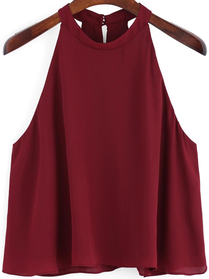 Shein Burgundy Round Neck Loose Cami Top
