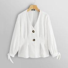 Shein Knot Cuff Fitted Tweed Coat