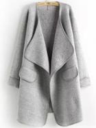 Shein Grey Long Sleeve Peplum Trims Casual Coat