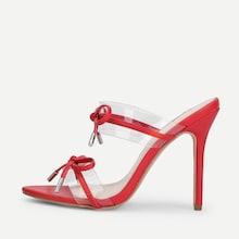 Shein Bow Front Clear Design Heeled Mules