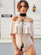 Shein Black Long Tassel Bow Tie Wide Choker Necklace