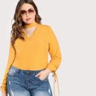 Shein Plus Tie Up Long Sleeve Choker Top