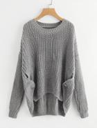 Shein Drop Shoulder Dip Hem Chunky Knit Sweater