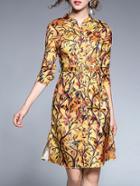 Shein Trees Print Split Sheath Dress