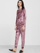 Shein Purple Long Sleeve Velvet Sweatshirt With Pants