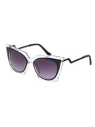 Shein Clear Chunky Frame Purple Cat Eye Sunglasses