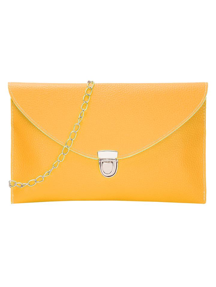 Shein Yellow Envelope Clutch With Chain