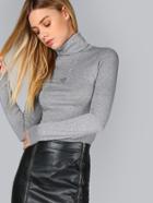 Shein Grey Marled Knit Turtleneck Long Sleeve Slim Fit T-shirt