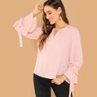Shein Cutout Knotted Bell Sleeve Top