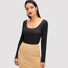 Shein Scoop Neck Ribbed Knit Tee