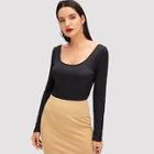 Shein Scoop Neck Ribbed Knit Tee