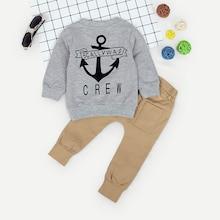 Shein Toddler Boys Anchor & Letter Print Sweatshirt With Pants