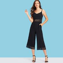 Shein Solid Hollow Out Cami Romper