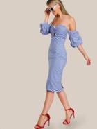 Shein Twist Front Gathered Sleeve Bardot Dress
