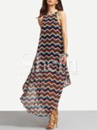 Shein Multicolor Sleeveless Hollow Back Irregular Dress