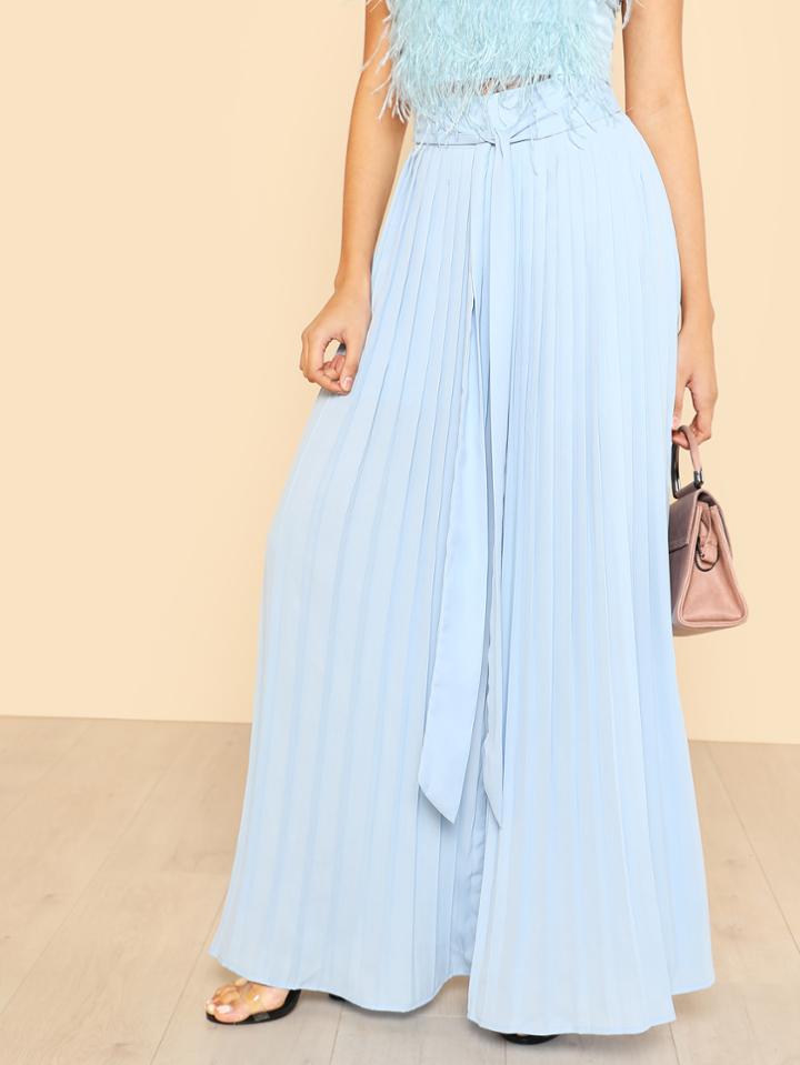 Shein Self Tie Pleated Palazzo Pants