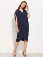 Shein Split Shoulder Draped Detail Cocoon Dress