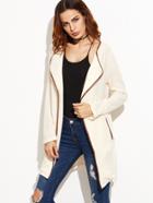 Shein Apricot Contrast Faux Leather Binding Wrap Coat