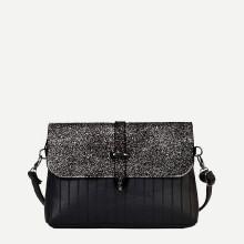 Shein Ribbed Detail Glitter Shoulder Bag