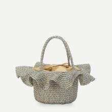 Shein Ruffle Trim Woven Tote Bag