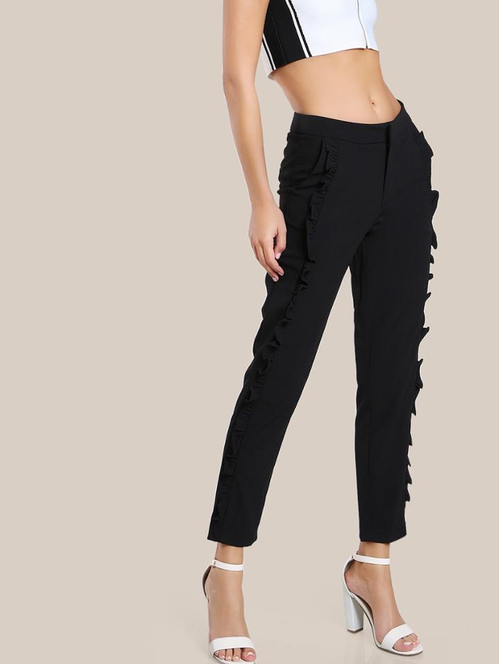 Shein Ruffle Trim Dress Pants