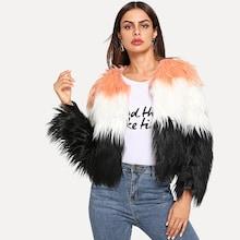 Shein Faux Fur Color Block Coat