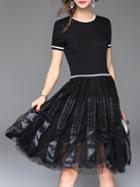 Shein Black Knit Gauze A-line Dress
