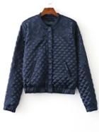 Shein Navy Embroidered Quilted Jacket