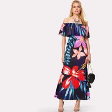 Shein Flounce Off Shoulder Floral Dress