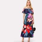Shein Flounce Off Shoulder Floral Dress