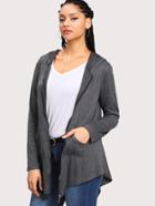 Shein Pointed Hem Marled Hooded Coat