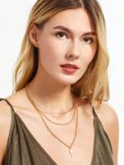 Shein Gold Layered Metal Ring Cross Pendant Necklace