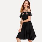 Shein Embroidered Ruffle Layered Cami Dress