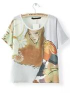Shein Multicolor Short Sleeve Beauty Print T-shirt