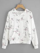 Shein Hooded Floral Print Zip Up Jacket