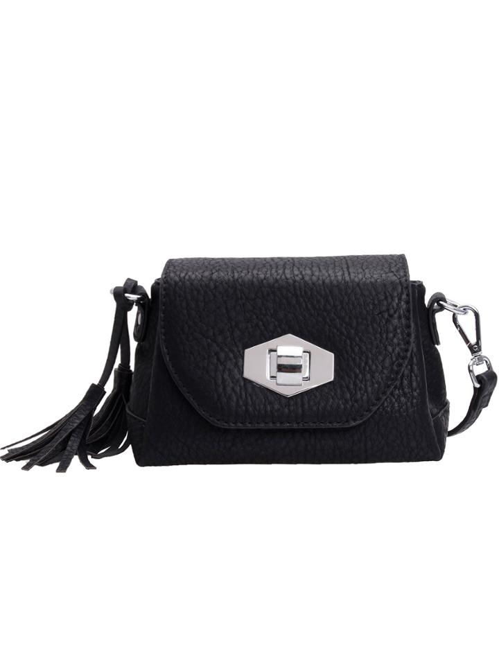Shein Black Metal Buckle Tassel Pu Shoulder Bag