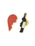 Shein 2pcs/set Lovely Red Black White Enamel Heart Bottle Brooches