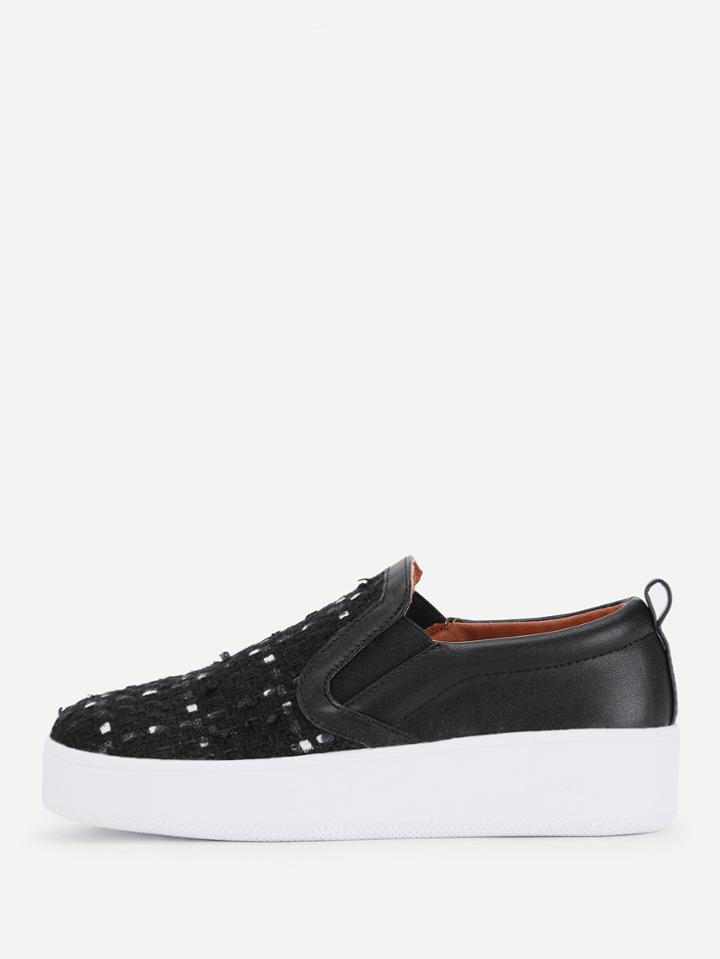 Shein Check Plaid Detail Flatform Slip On Plimsolls