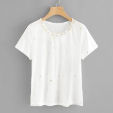 Shein Lace Trim Star Print T-shirt