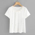 Shein Lace Trim Star Print T-shirt
