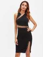 Shein Lace Up Grommet Peekaboo Dress